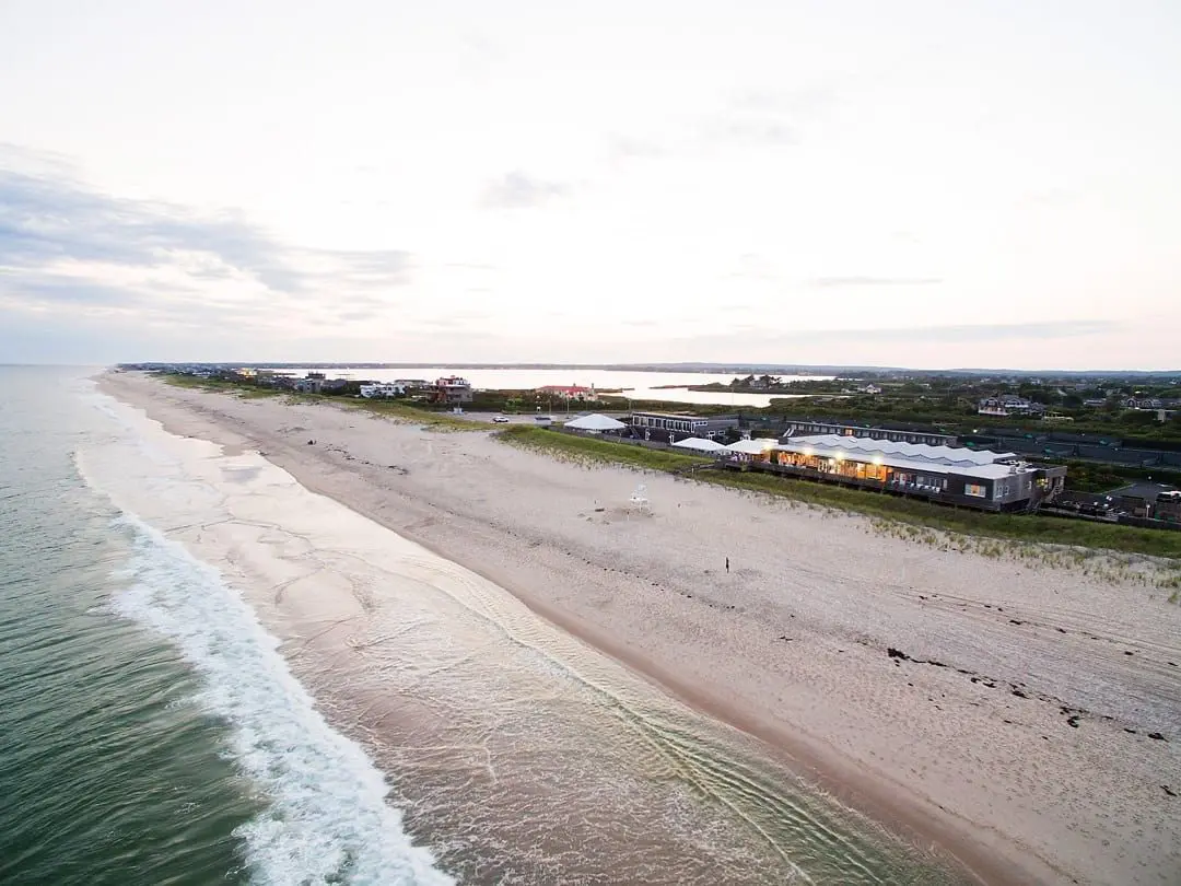 Aerial view of a serene beach coastline.